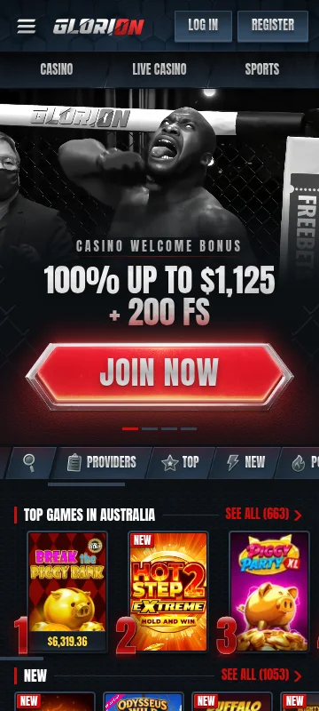 Glorion Casino responsive mobile casino interface